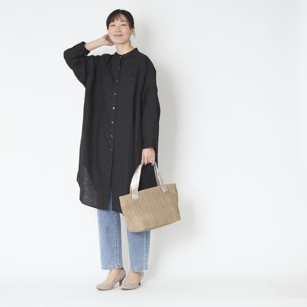 n.o.f.l/リトアニアリネン薄手ロングシャツワンピース -シンプルに着て